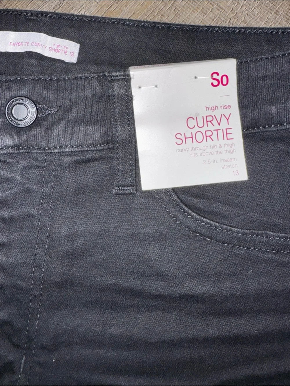 SO Black Curvy Shortie Denim Shorts
